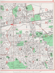 BECONTREE. Chadwell Heath Dagenham Parsloes Park 1964 old vintage map chart