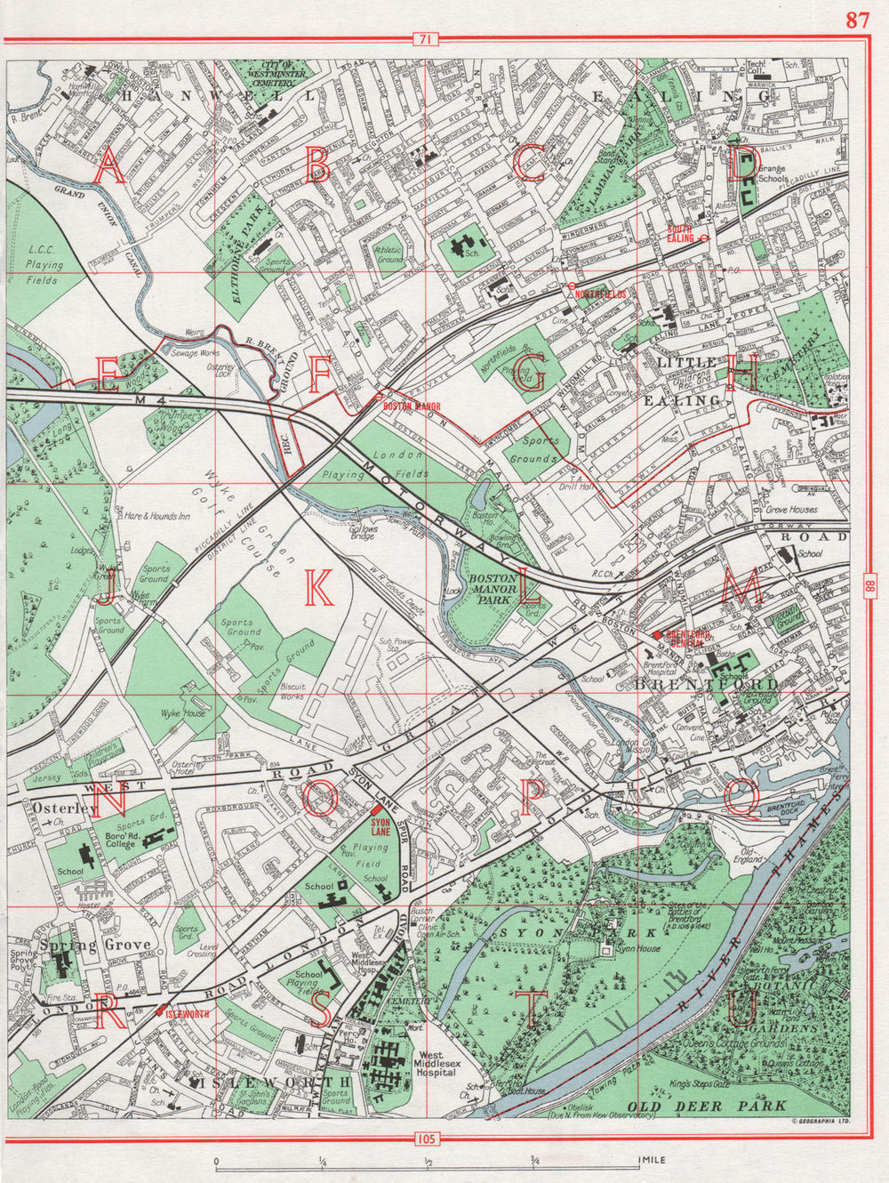 SOUTH EALING. Brentford Isleworth Syon Pk Hanwell Osterley Spring Grove 1964 map