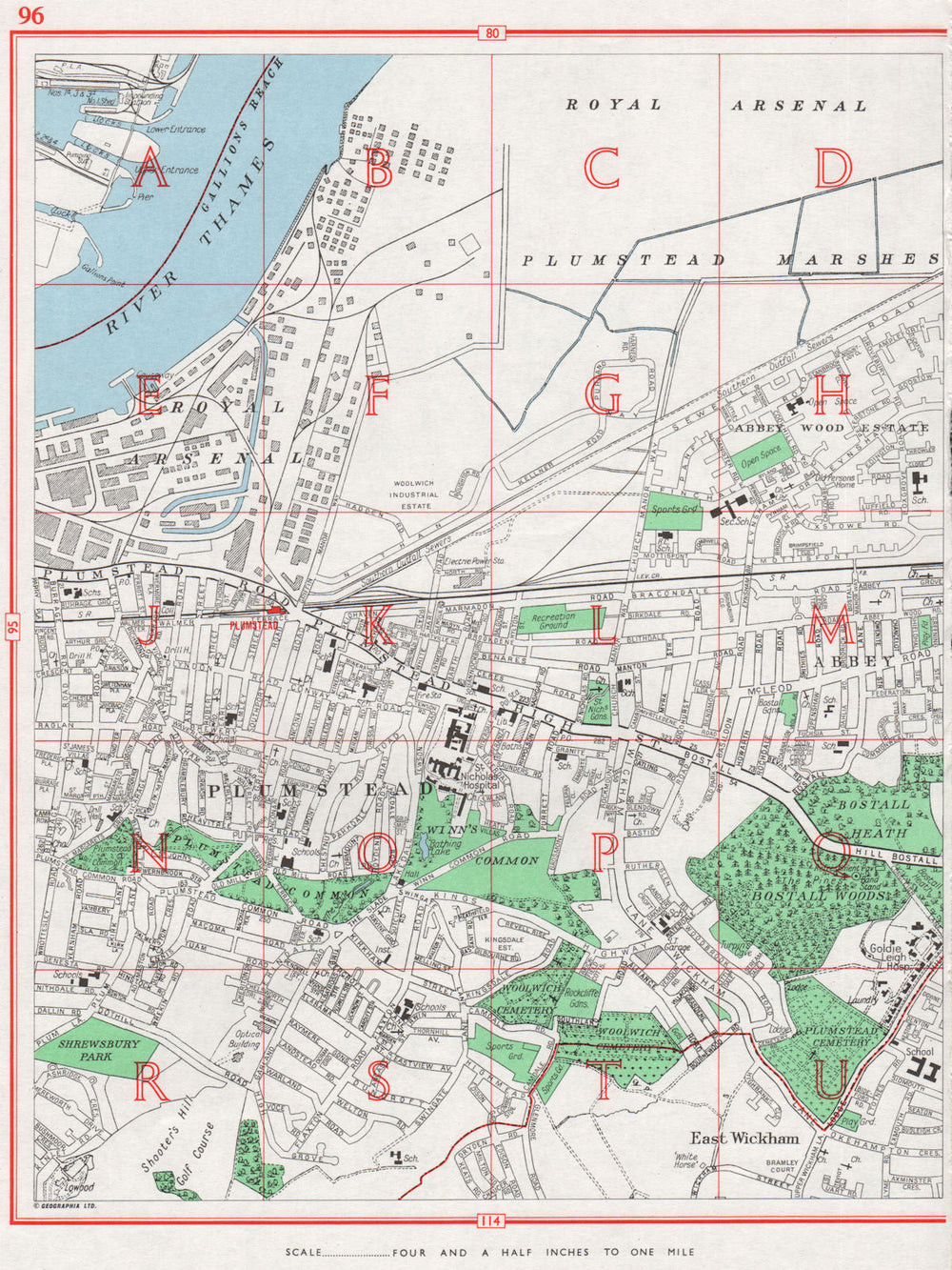 WOOLWICH. Plumstead East Wickham Arsenal Marshes Abbey Wood. Pre-A2016 1964 map