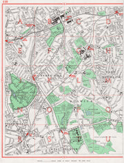 DULWICH. Herne Hill Tulse Hill Brixton Denmark Hill 1964 old vintage map chart
