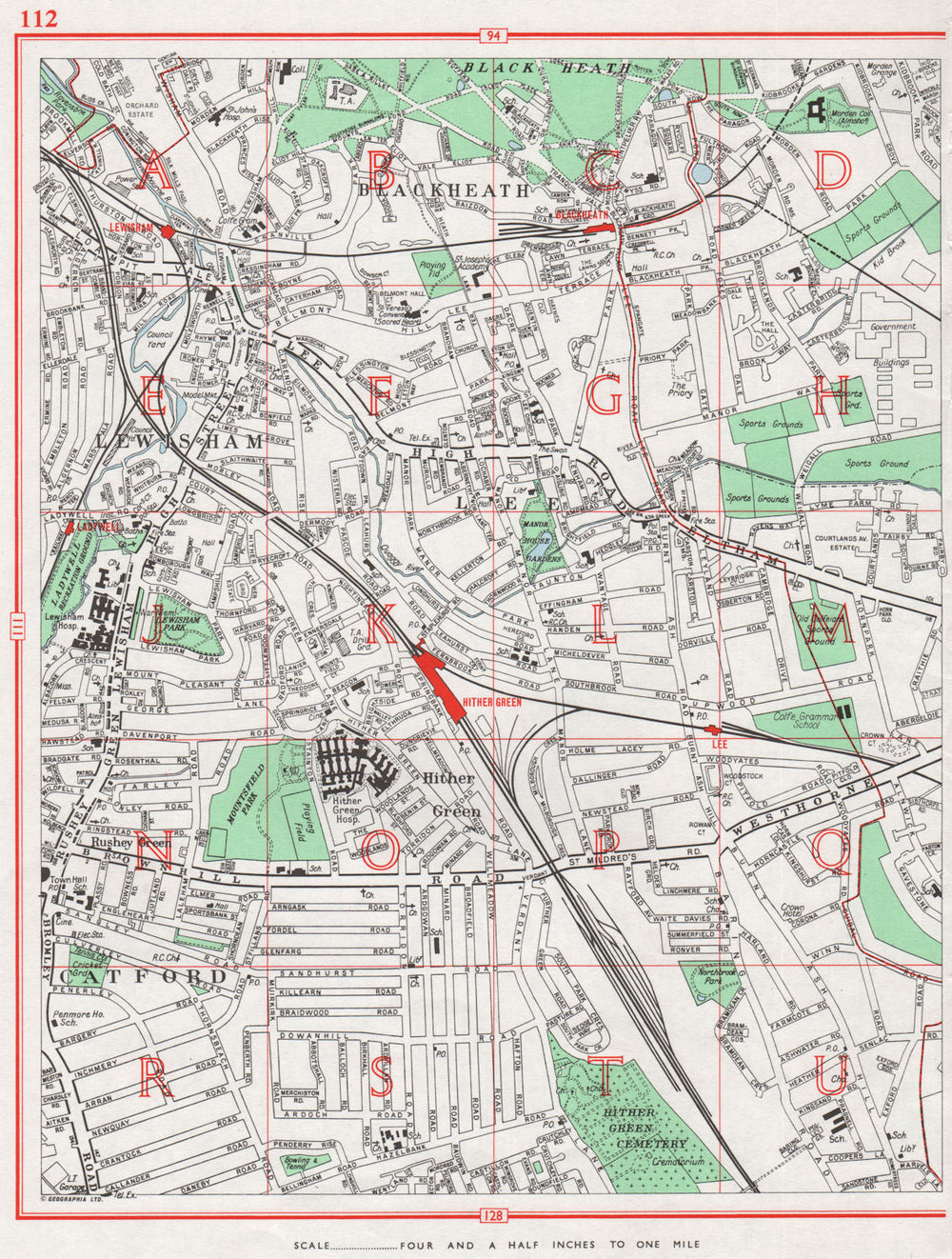 LEWISHAM. Catford Blackheath Lee Hither Green 1964 old vintage map plan chart