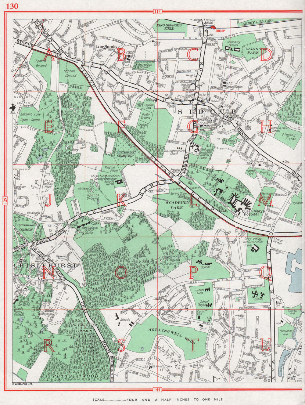 SIDCUP. Chislehurst Longlands St Paul's Cray Scadbury Park 1964 old map