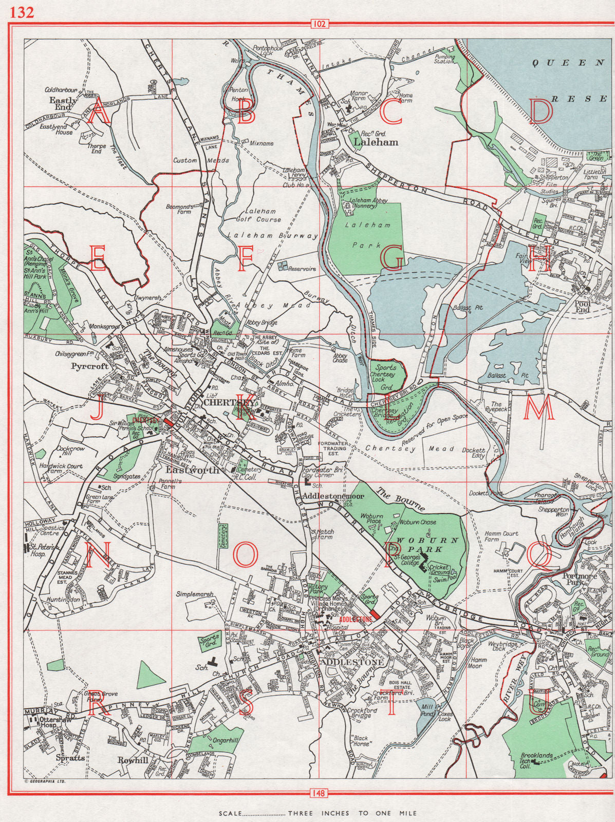 CHERTSEY.Laleham Eastworth Addlestone Weybridge Shepperton Grn.Pre-M25 ...