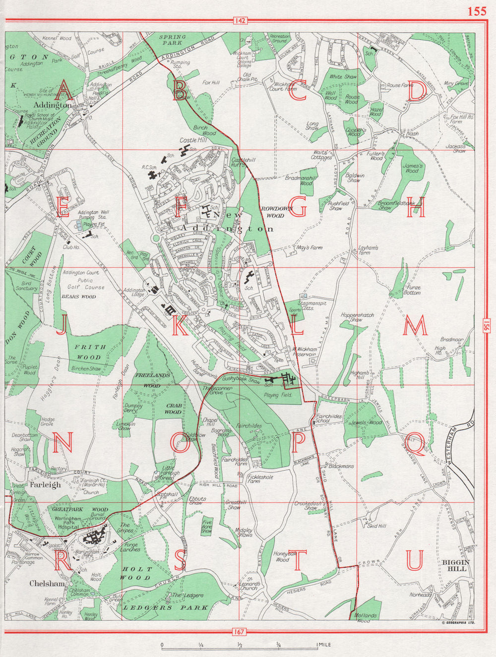 NEW ADDINGTON. Farleigh Chelsham Biggin Hill Forestdale Selsdon 1964 old map