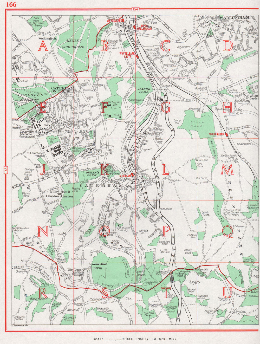CATERHAM. Warlingham Coulsdon Common. Pre-M25. Surrey 1964 old vintage map