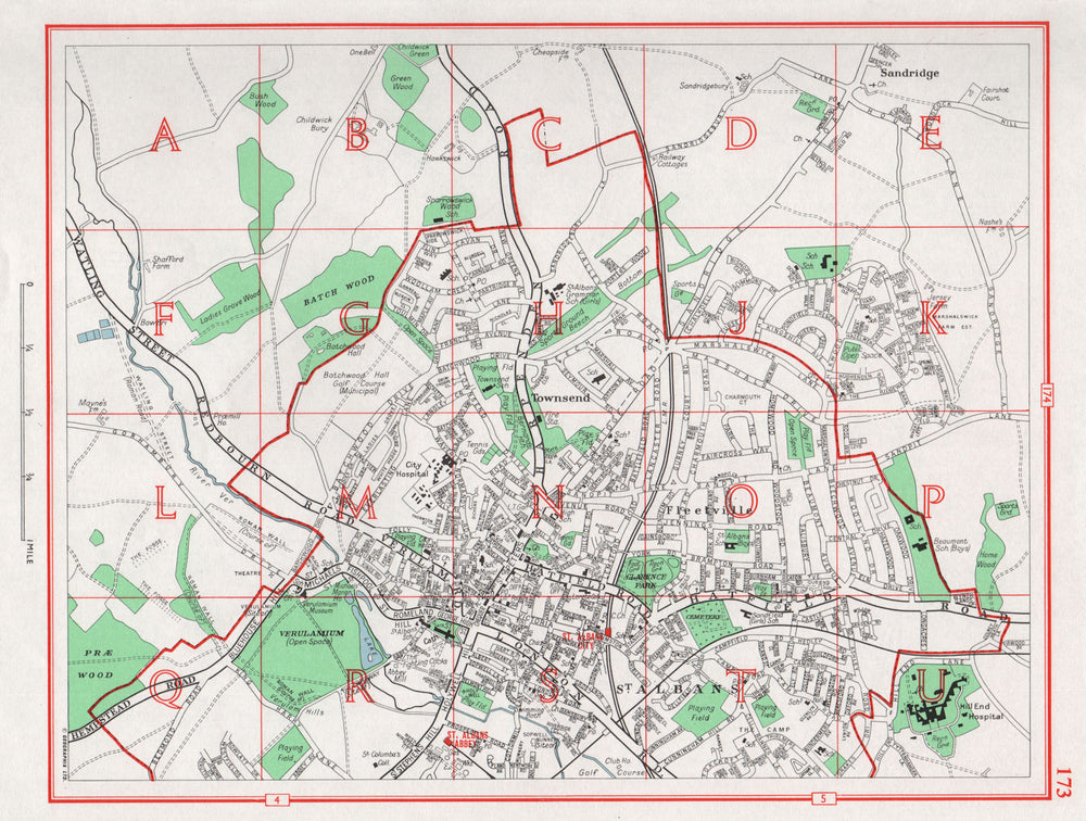 ST. ALBANS. Fleetville Townsend Sandridge Marshalswick. HERTFORDSHIRE 1964 map