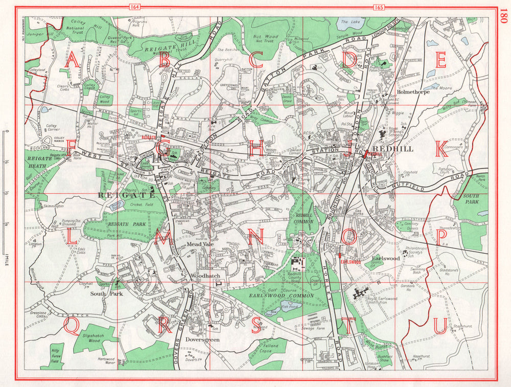 REDHILL & REIGATE. Mead Vale Holmethorpe Woodhatch Earlswood. Surrey 1964 map