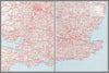 SOUTHERN ENGLAND ROADS. Part built M1 M2 M5 M50 M4 A20 (M) . 2 sheets 1964 map