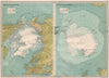 POLAR REGIONS.North & South Poles.Arctic Antarctic.Explorers positions 1890 map