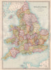 ENGLAND & WALES. counties. BARTHOLOMEW 1890 old antique vintage map plan chart