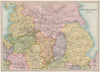 ENGLAND NORTH & MIDLANDS.Lincs Lancs Yorks Notts Derbys Staffs Cheshire 1890 map