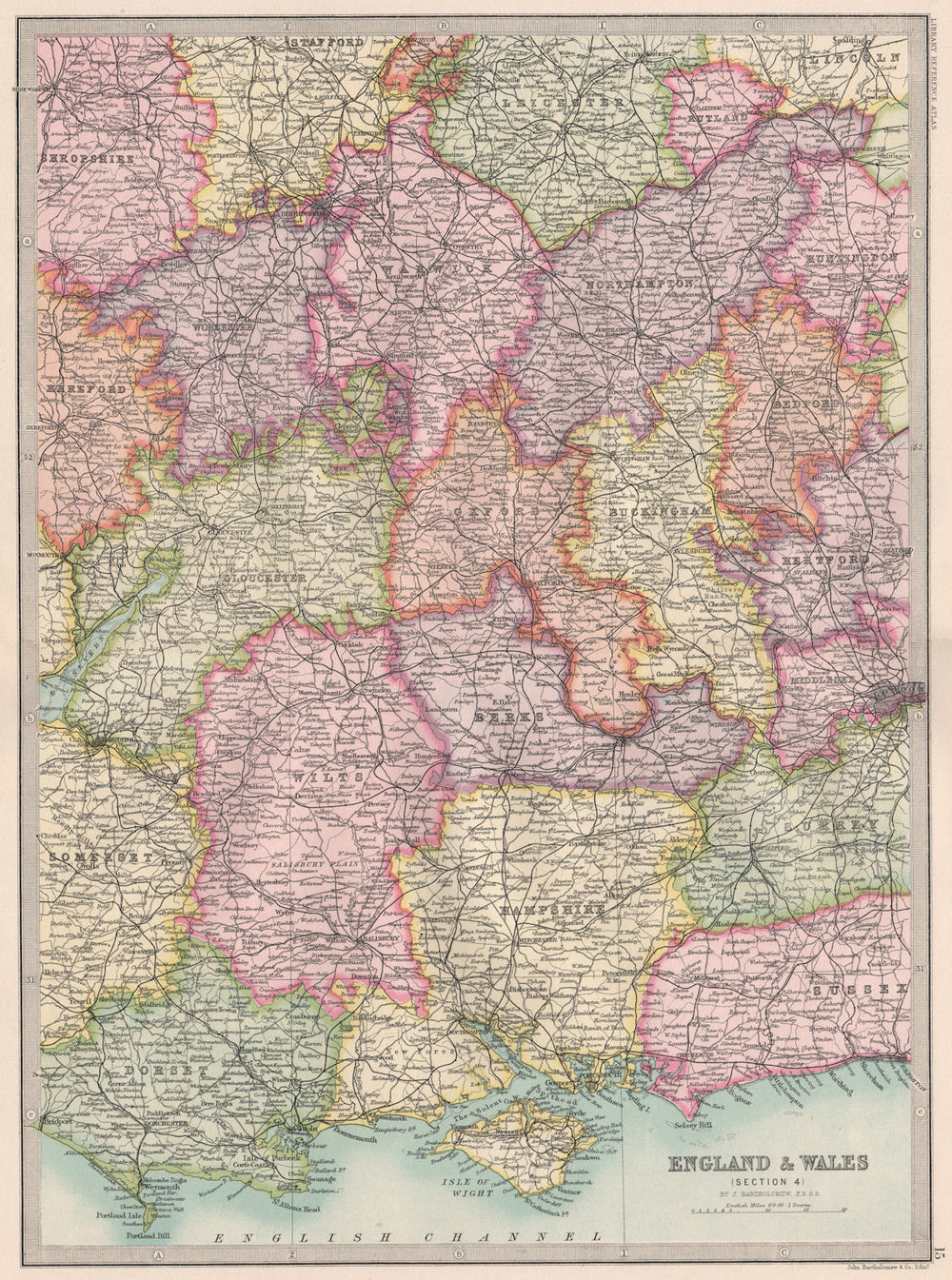 SOUTHERN & CENTRAL ENGLAND. South Coast Home Counties Midlands 1890 old map