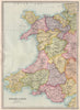 WALES. Showing counties. Railways. BARTHOLOMEW 1890 old antique map plan chart