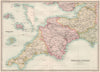 SOUTH WEST ENGLAND.Devon Cornwall Somerset.Channel Islands.BARTHOLOMEW 1890 map