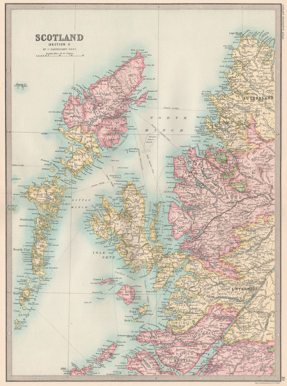 WESTERN ISLES/SCOTLAND WEST. Harris Lewis Uist Skye. Oban. BARTHOLOMEW 1890 map