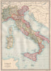 ITALY. without Istria & South Tyrol. BARTHOLOMEW 1890 old antique map chart