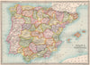 IBERIA. Spain & Portugal. Provinces. BARTHOLOMEW 1890 old antique map chart