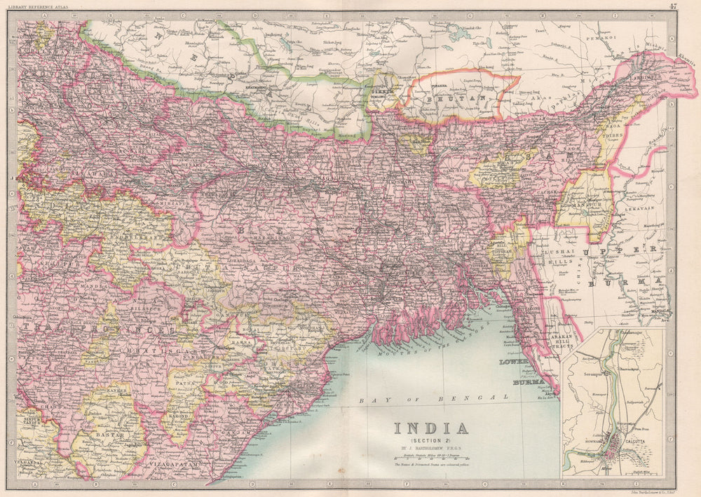 BRITISH INDIA-NORTH EAST. Bengal Assam Bhutan Sikkim &c. BARTHOLOMEW 1890 map