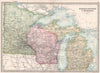 MIDWESTERN USA. Michigan, Wisconsin & Minnesota. BARTHOLOMEW 1890 old map