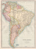 SOUTH AMERICA. general map. BARTHOLOMEW 1890 old antique plan chart