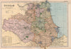 DURHAM. Showing Parliamentary divisions, boroughs & parks. BACON 1896 old map