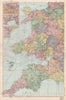 WALES & SOUTH WEST ENGLAND. inset Bristol Swansea Cardiff. BACON 1896 old map