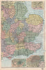 ENGLAND EAST. inset Sheffield Birmingham & London. BACON 1896 old antique map