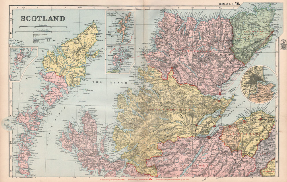 SCOTTISH HIGHLANDS & ISLANDS. Parliamentary divisions & boroughs. BACON 1896 map