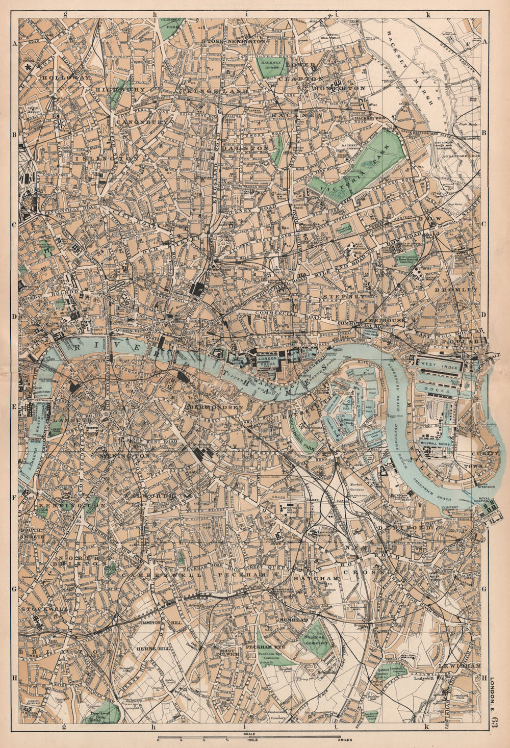 EAST LONDON. Tower Hamlets Hackney Islington Lambeth City. BACON 1896 old map
