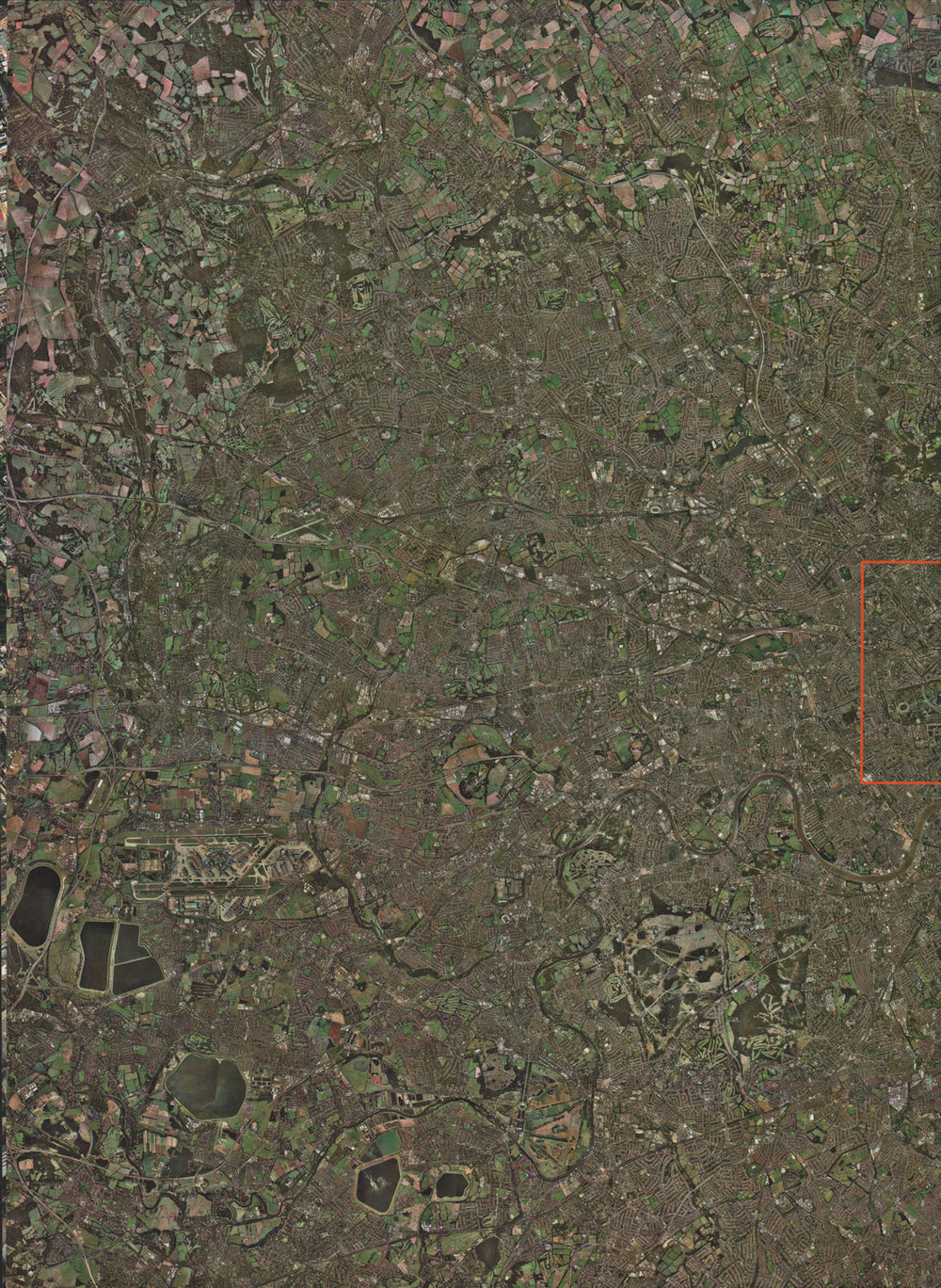 WEST LONDON. Satellite Photo 2000 old vintage map plan chart