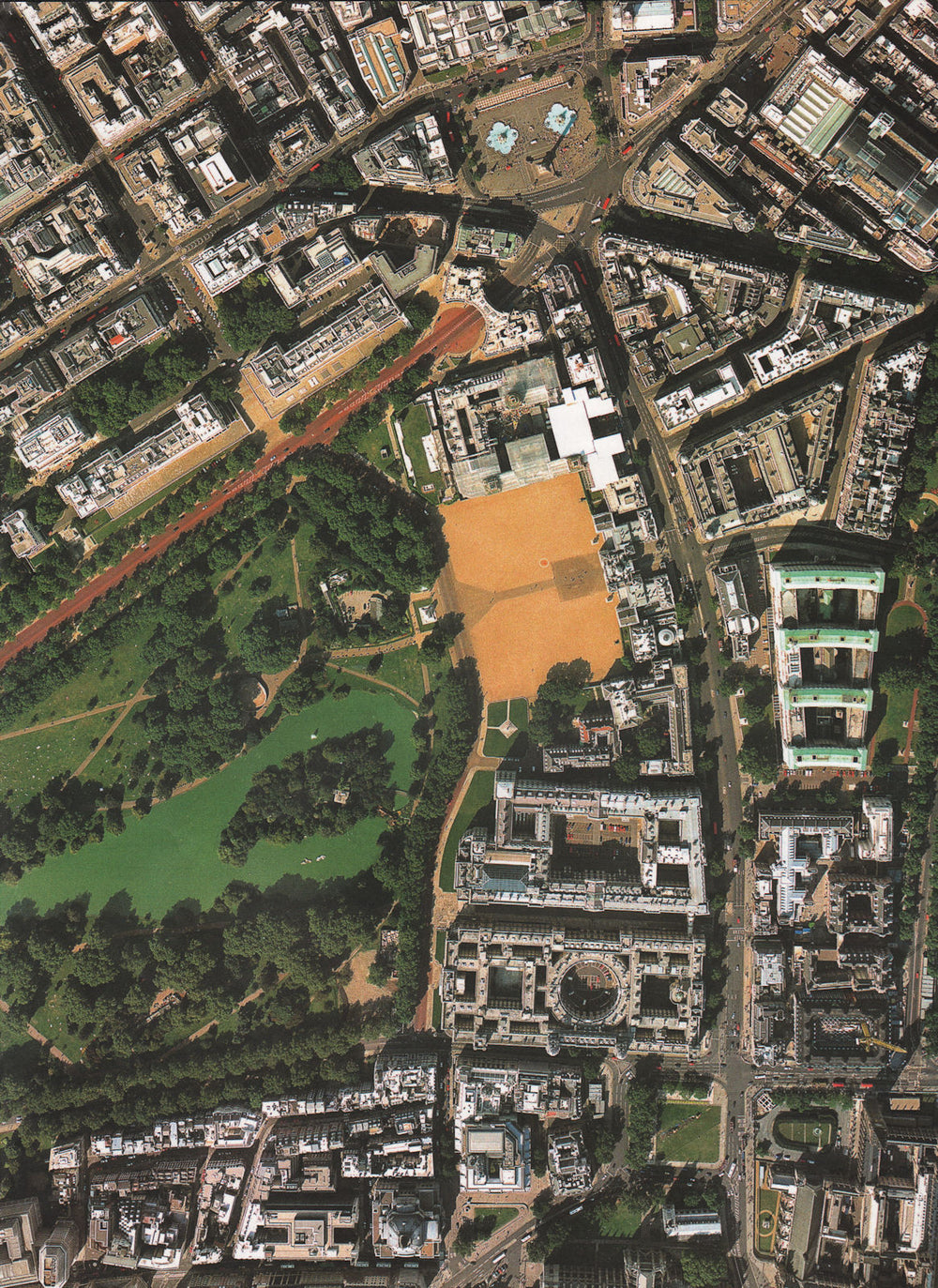 LONDON. St. James's Park Whitehall Westminster Trafalgar Square 2000 old map