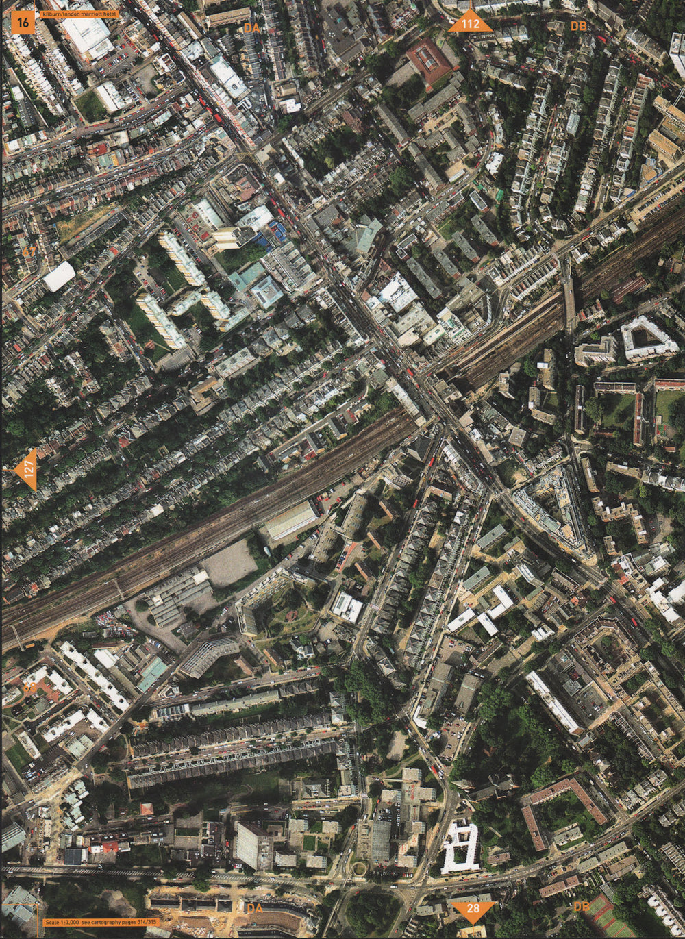 KILBURN NW6 W9. Marriott Hotel Maida Vale Kilburn Park 2000 old vintage map