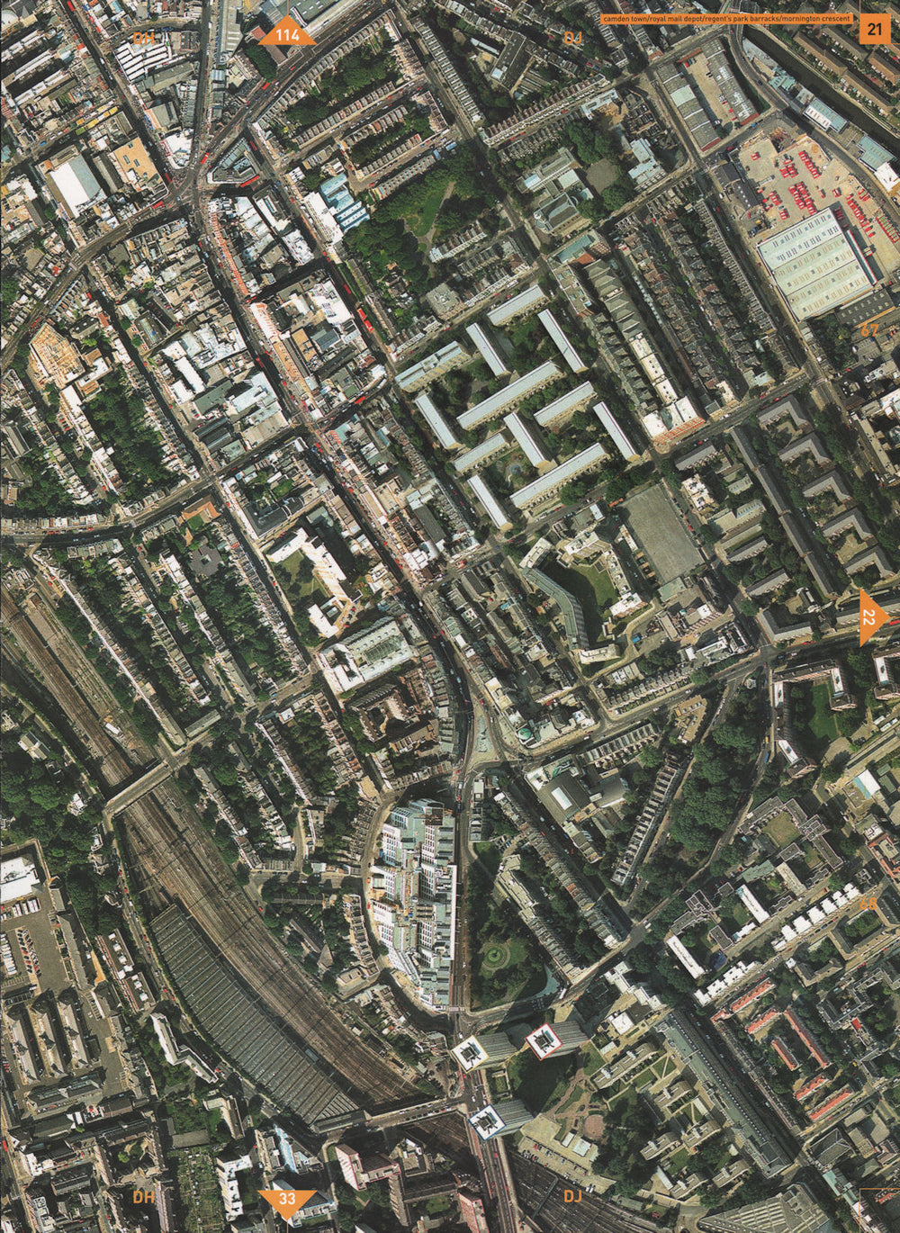 CAMDEN TOWN NW1.Royal Mail Depot Regents Park Barracks Mornington Cres. 2000 map