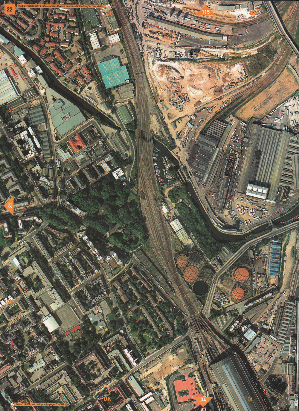 ST PANCRAS STATION N1 NW1. King's Cross Regent's Canal Somers Town 2000 map