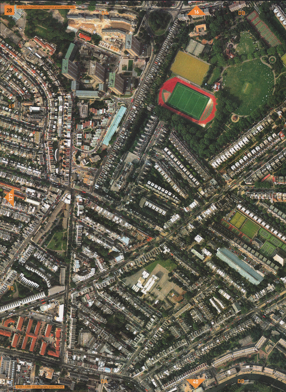 MAIDA HILL NW6 W9. West Kilburn Paddington Recreation Ground Maida Vale 2000 map