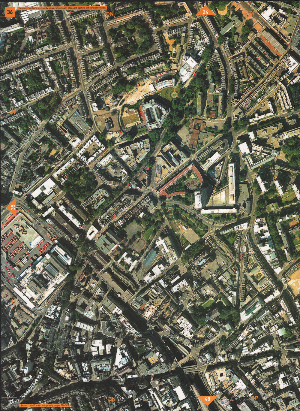 CLERKENWELL EC1. Finsbury Sadler's Wells City University Mount Pleasant 2000 map