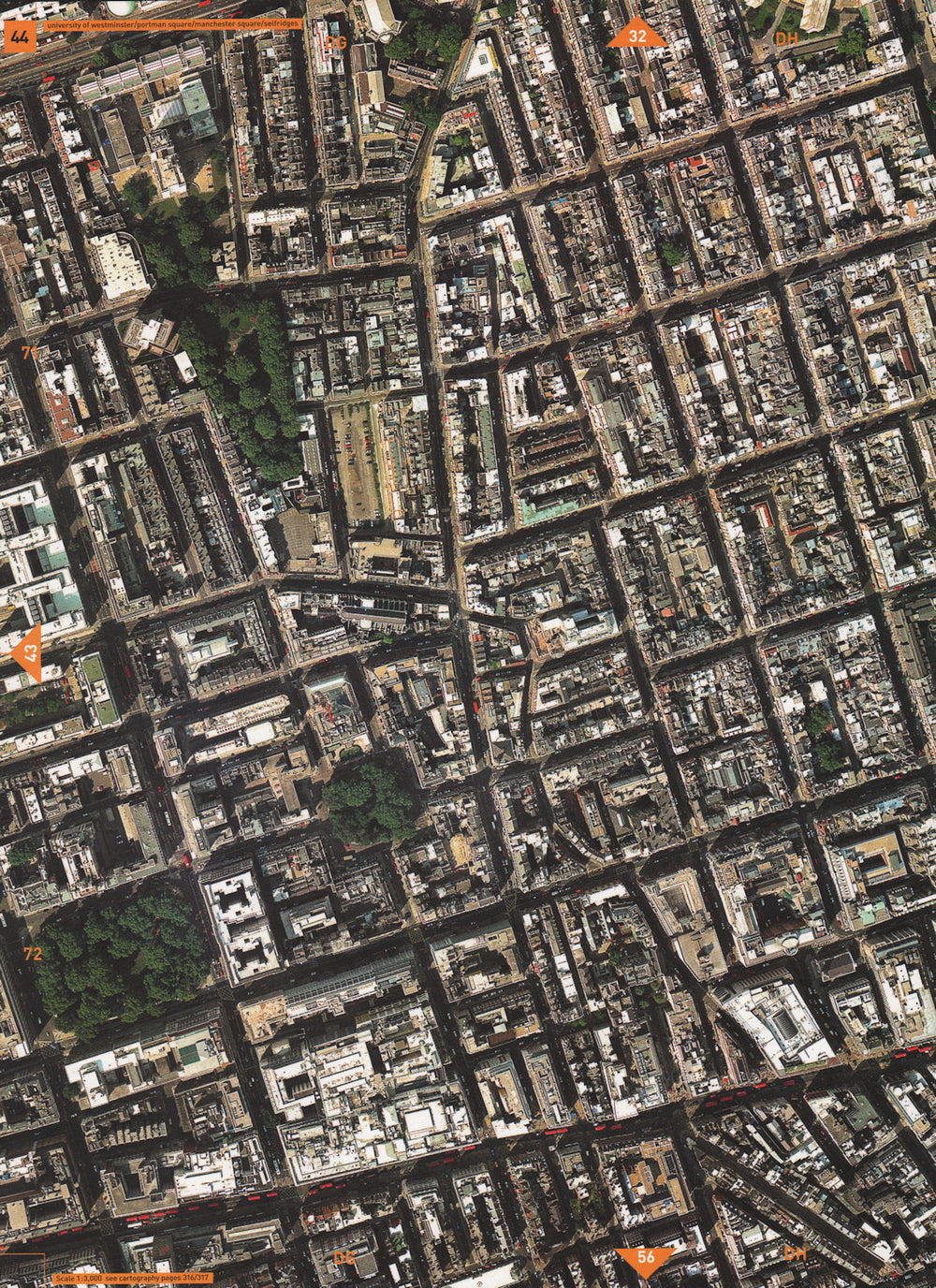 MARYLEBONE W1.Portman Square Manchester Square Selfridges Oxford Street 2000 map