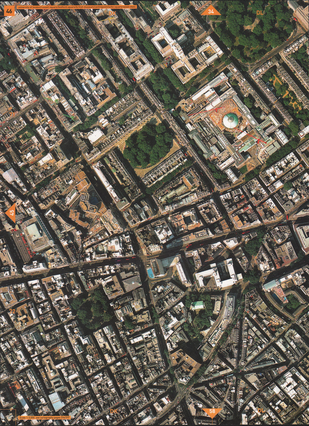BLOOMSBURY W1 WC1 WC2. Soho Seven Dials Russell Square British Museum 2000 map