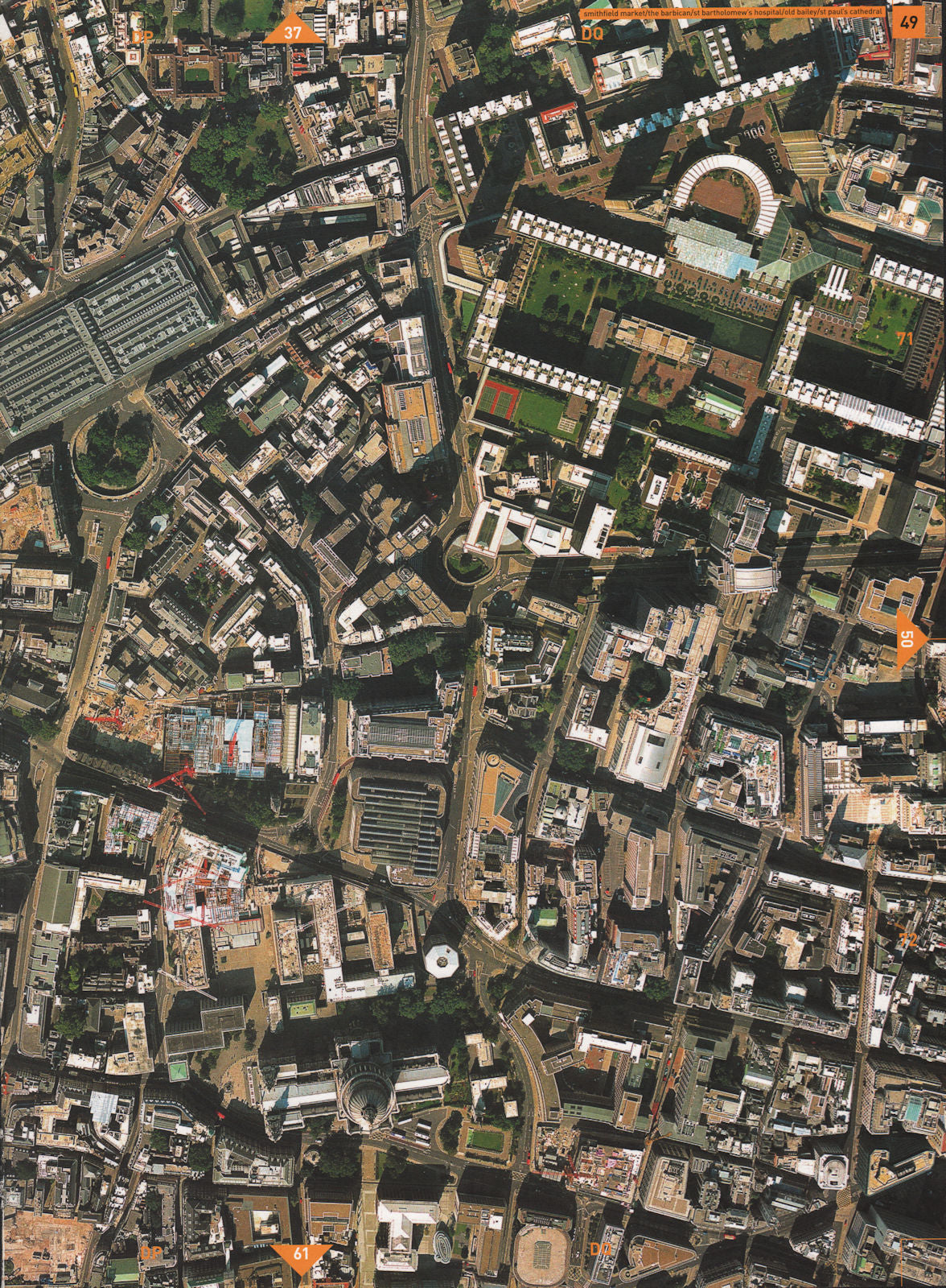 BARBICAN EC4 EC1 EC2.Smithfield Mkt St Bart's Hosp Old Bailey St Paul's ...