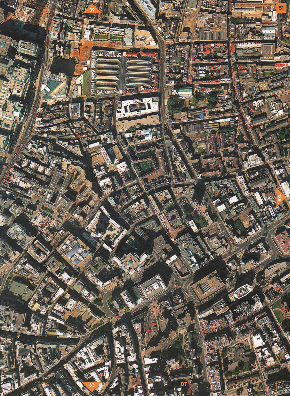 WHITECHAPEL EC3 E1. Old Spitalfields Market Aldgate Bishopsgate 2000 map