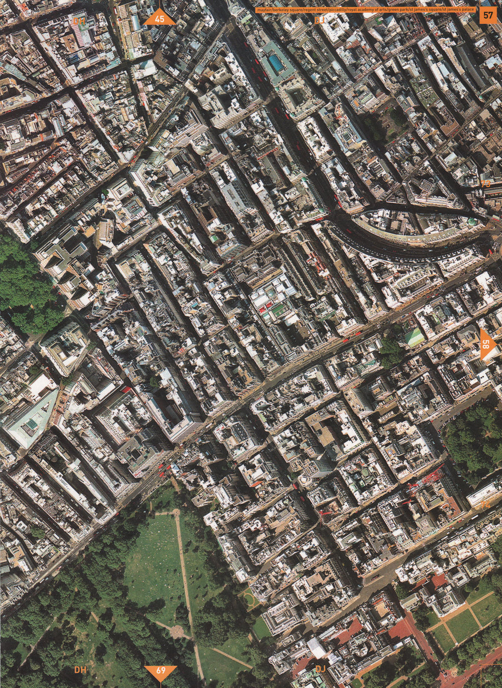 MAYFAIR W1 SW1. Regent St Piccadilly Circus Green Park St James's Soho 2000 map