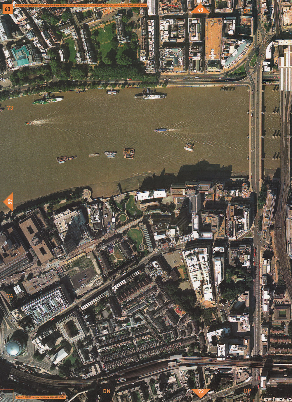SOUTH BANK WC2 SE1 EC4. Temple Blackfriars Bridge National Theatre Imax 2000 map