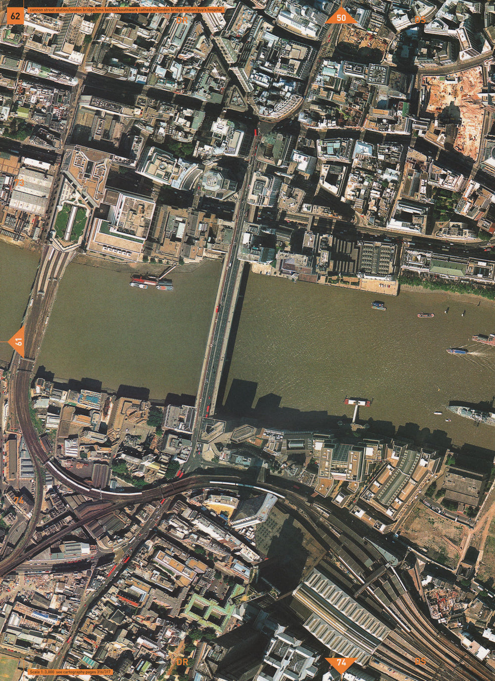 CITY EC3 EC4 SE1. Cannon Street London Bridge Station Guy's Hospital 2000 map