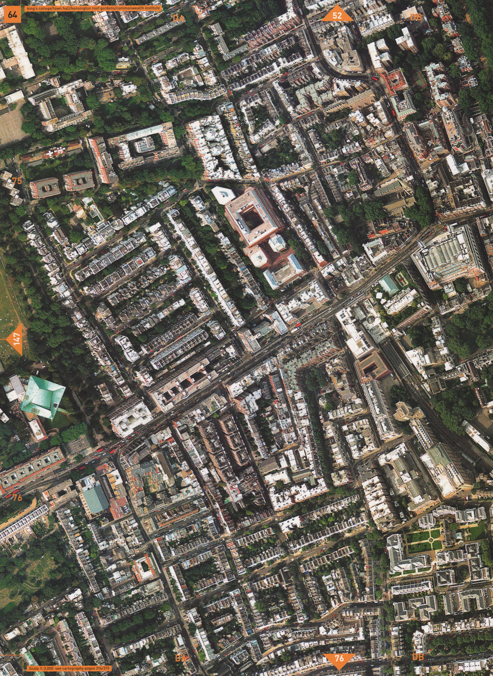 KENSINGTON W8. King's College High Street Commonwealth Institute 2000 old map