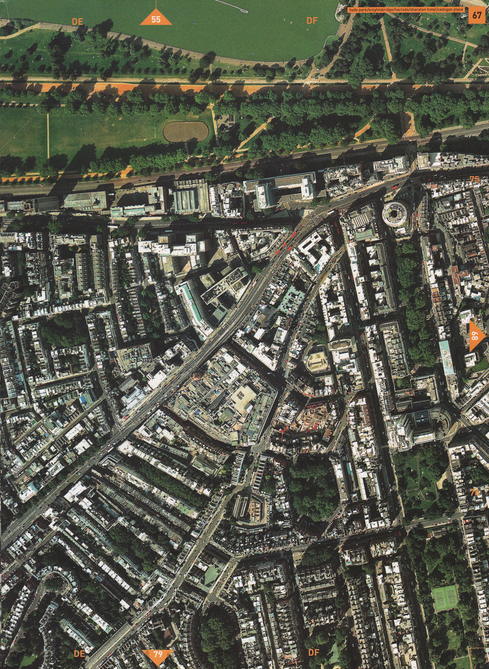 KNIGHTSBRIDGE SW7 SW3 SW1. Hyde Park Cadogan Pl Sloane St Brompton Rd 2000 map