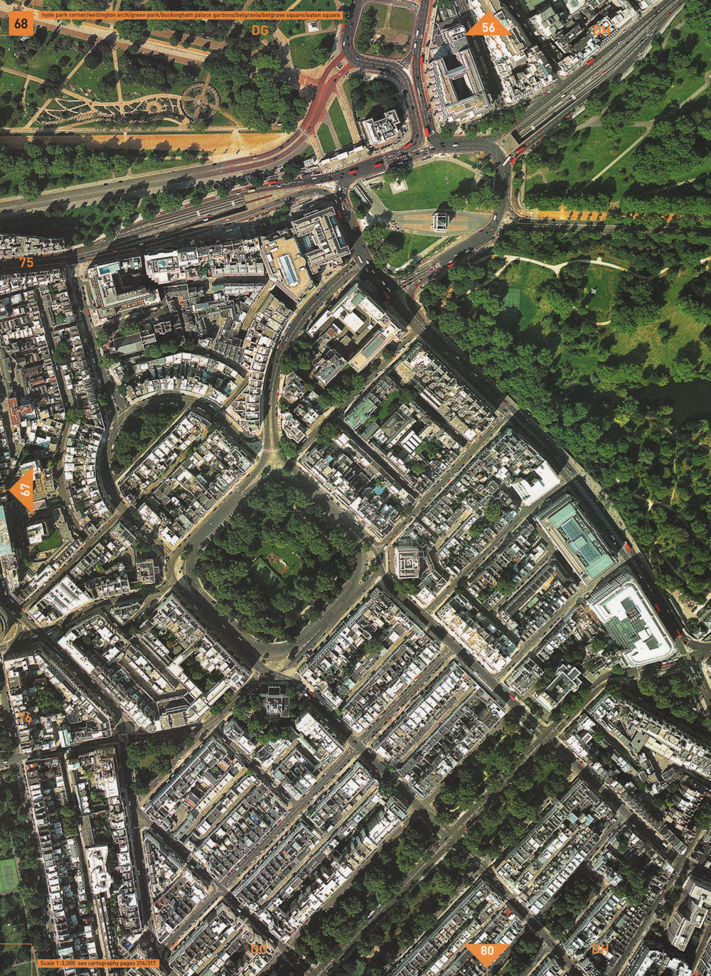 BELGRAVIA SW1.Hyde Park Corner Wellington Arch Belgrave Sq Eaton Square 2000 map