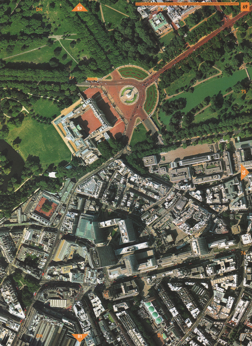 WESTMINSTER SW1. Green/St James's park Buckingham Palace Victoria Stn 2000 map