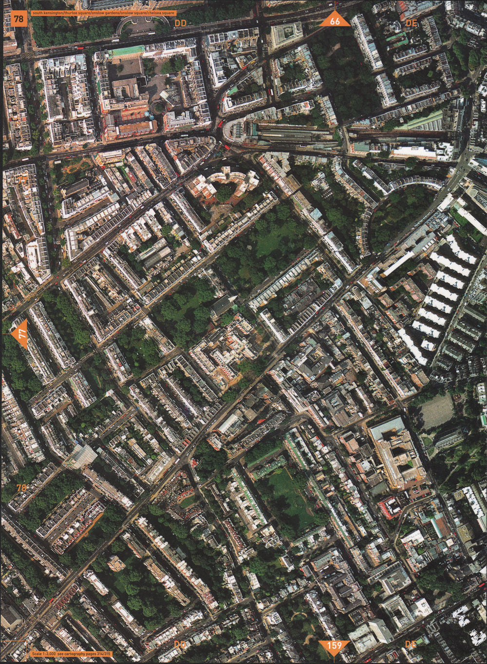 SOUTH KENSINGTON SW3 SW7. Brompton Thurloe Square Onslow Square 2000 old map