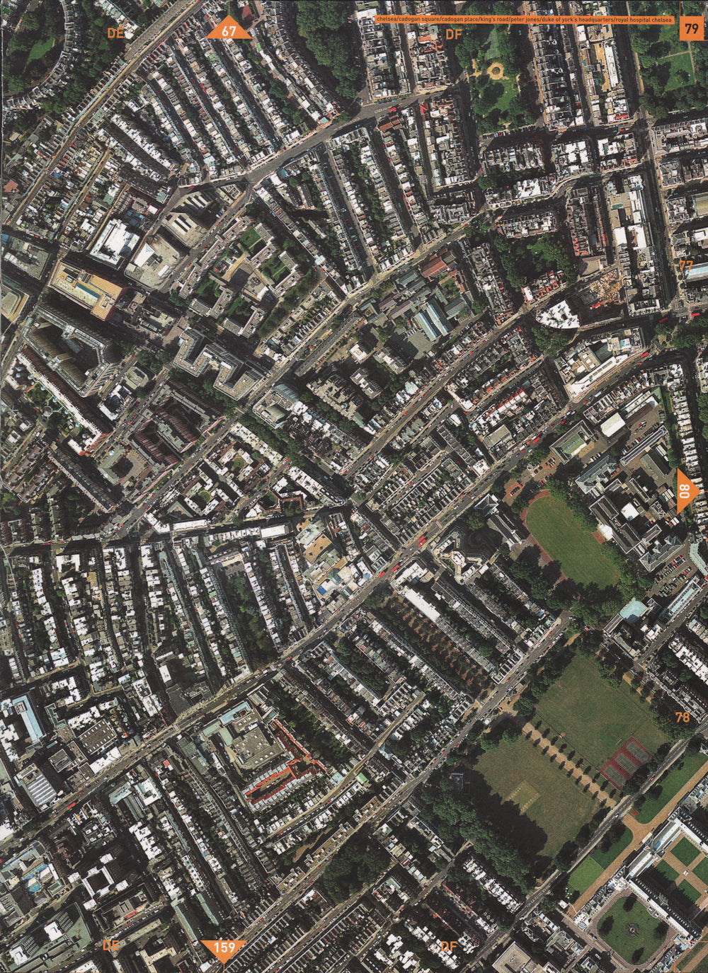 CHELSEA SW3 SW1. Brompton Cadogan/Sloane Sq King's Road Royal Hospital 2000 map