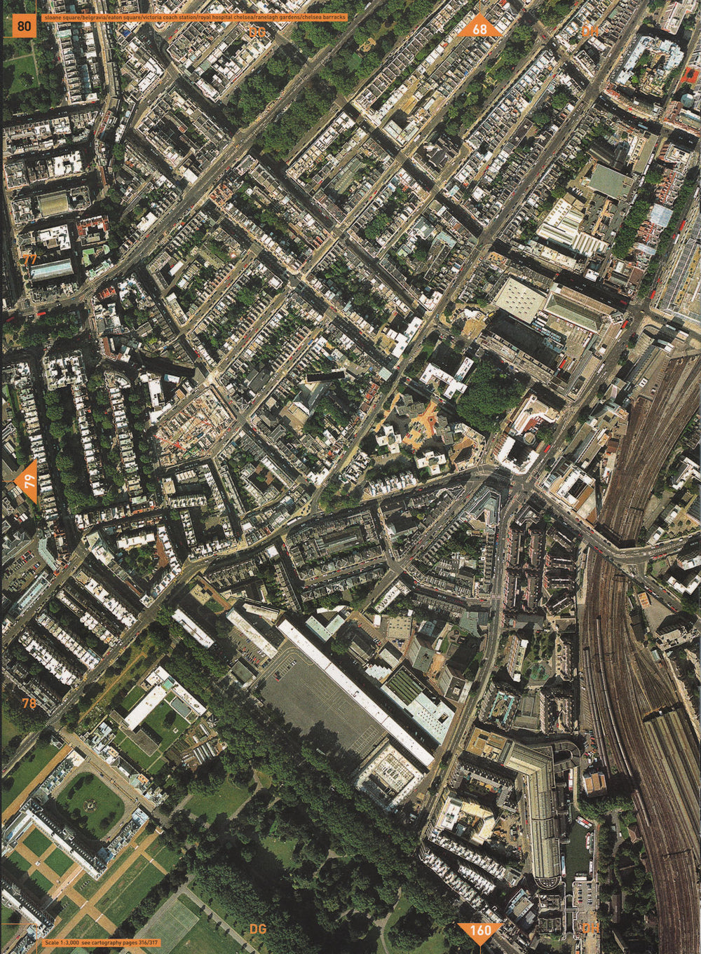 BELGRAVIA SW1. Sloane Sq Eaton Square Royal Hospital Chelsea Barracks 2000 map